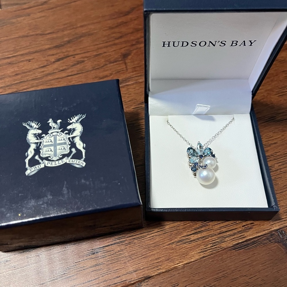 Sapphire, Topaz, Pearl Necklace.